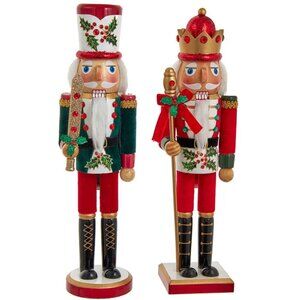 15" Holly and Berries Nutcrackers, 2 Assorted